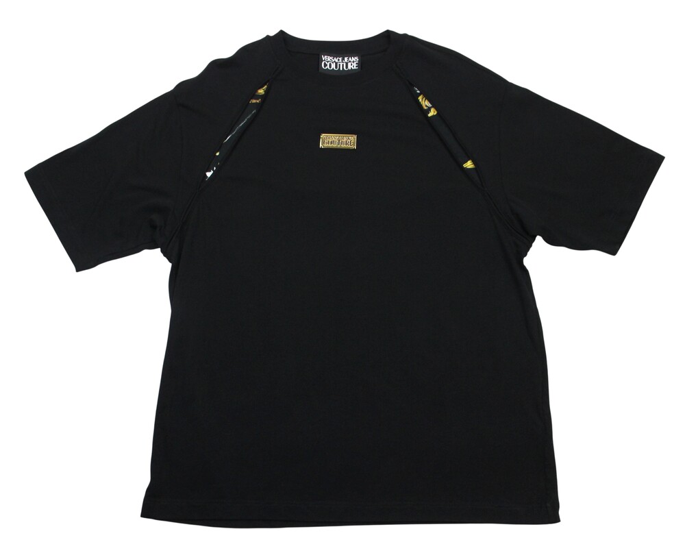 $275 Versace Jeans Couture Relaxed Fit T Shirt Mens S Black Baroque Logo